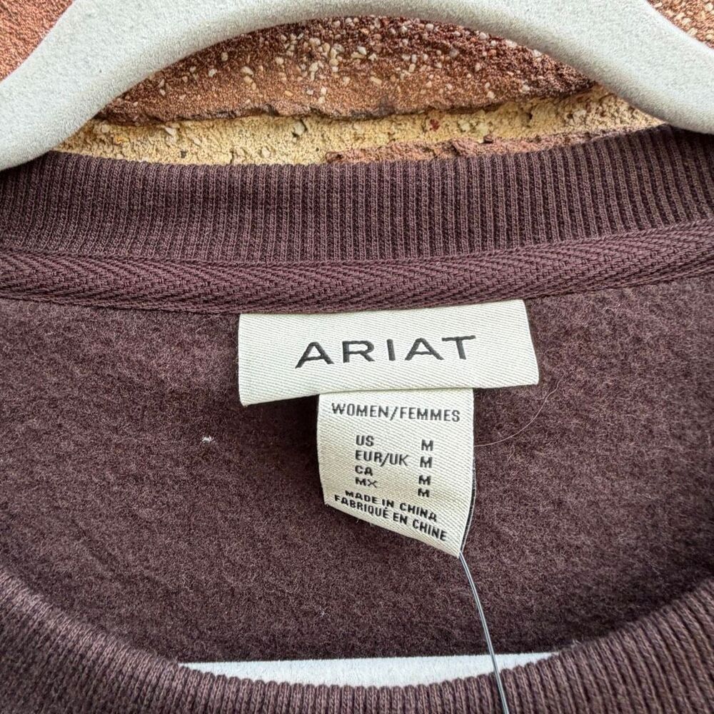 ARIAT Women's Taurus Fleece Oversized brown Crew Neck Graphic Sweatshirt M NWT - Picture 6 of 8